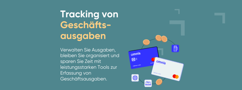 Auf grünem Hintergrund ist der Titel "Tracking von Geschäftsausgaben" zu lesen